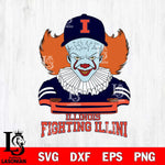 Illinois Fighting Illini Pennywise Horror Sport 2 Svg Eps Dxf Png File, Digital Download
