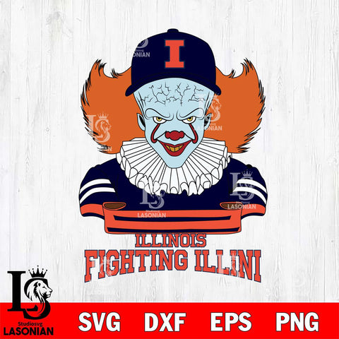 Illinois Fighting Illini Pennywise Horror Sport 2 Svg Eps Dxf Png File, Digital Download