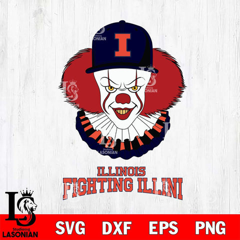 Illinois Fighting Illini Pennywise Horror Sport 4 Svg Eps Dxf Png File, Digital Download