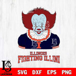 Illinois Fighting Illini Pennywise Horror Sport 5 Svg Eps Dxf Png File, Digital Download