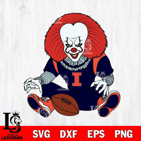 Illinois Fighting Illini Pennywise Horror Sport 6 Svg Eps Dxf Png File, Digital Download