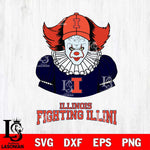 Illinois Fighting Illini Pennywise Horror Sport 7 Svg Eps Dxf Png File, Digital Download