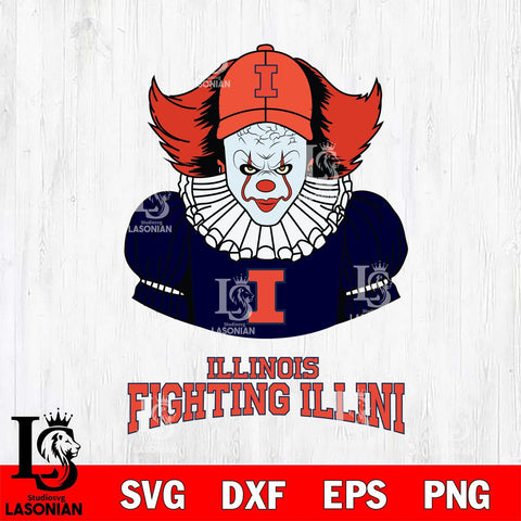 Illinois Fighting Illini Pennywise Horror Sport 7 Svg Eps Dxf Png File, Digital Download