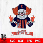 Illinois Fighting Illini Pennywise Horror Sport 8 Svg Eps Dxf Png File, Digital Download