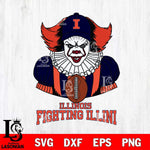 Illinois Fighting Illini Pennywise Horror Sport 9 Svg Eps Dxf Png File, Digital Download