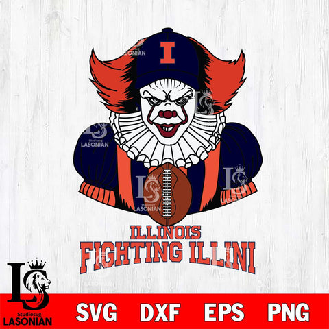 Illinois Fighting Illini Pennywise Horror Sport 9 Svg Eps Dxf Png File, Digital Download