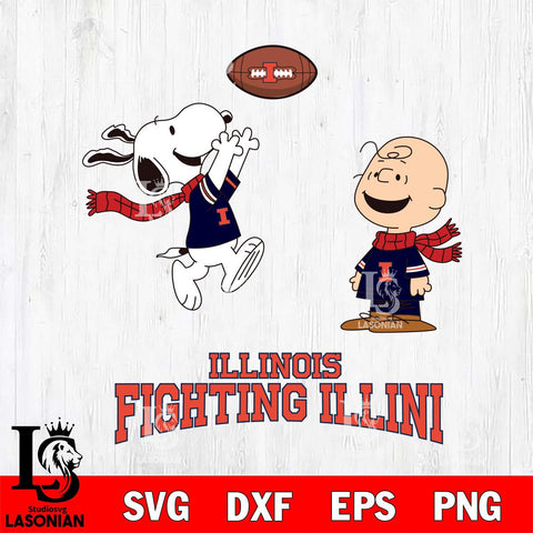 Illinois Fighting Illini Snoopy & Charlie Brown Football Cricut,Christmas SVG DXF EPS PNG FILE, NCAA Digital Download,Instant Download, Silhouette
