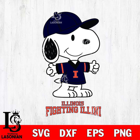 Illinois Fighting Illini Snoopy football SVG DXF EPS PNG FILE,Snoopy File Cut, NCAA Digital Download,Instant Download,Christmas Silhouette