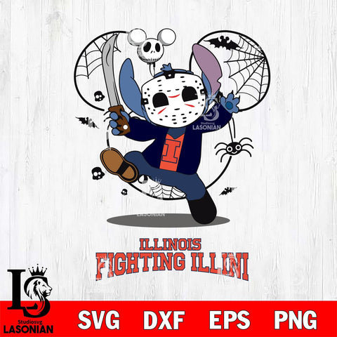 Illinois Fighting Illini Stitch jason voorhees Halloween Svg Eps Dxf Png File, Digital Download, Instant Download