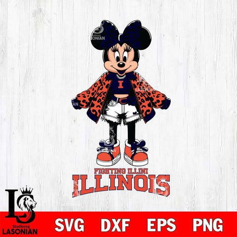 Illinois Fighting Illini Style Minnie Disney Svg Eps Dxf Png File, Digital Download, Instant Download