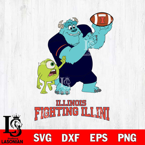 Illinois Fighting Illini Sully & Mike Football Cricut,Christmas SVG DXF EPS PNG FILE, NCAA Digital Download,Instant Download, Silhouette