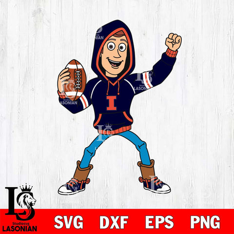 Illinois Fighting Illini Toy Story Football Christmas File Cut, NCAA SVG DXF EPS PNG FILE, Digital Download , Criucut , Silhouette