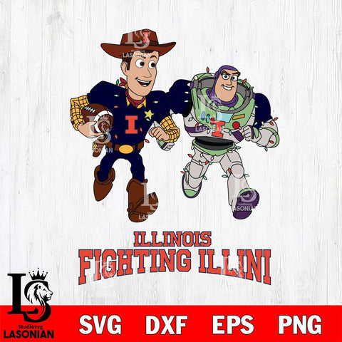 Illinois Fighting Illini Woody & Buzz Lightyear Football Cricut,Christmas SVG DXF EPS PNG FILE, NCAA Digital Download,Instant Download, Silhouette