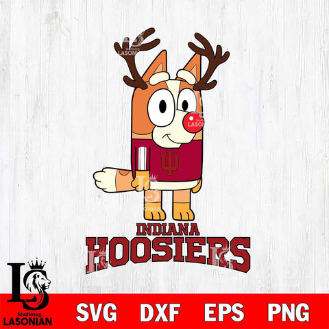 Indiana Hoosiers Bluey Chilli Christmas Deer Svg Eps Dxf Png File, Digital Download
