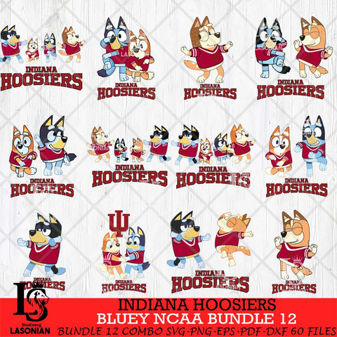 Indiana Hoosiers Bluey Dace Mode NCAA Bundle 12 SVG Eps Dxf Png File, Digital Download, Instant Download