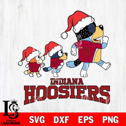 Indiana Hoosiers Bluey Family Christmas Svg Eps Dxf Png File, Digital Download