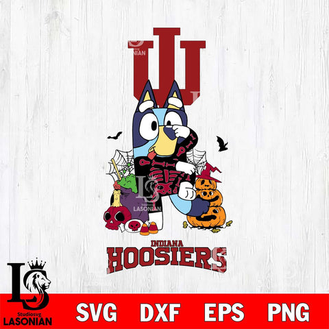 Indiana Hoosiers Bluey Halloween NCAA 2 Svg Eps Dxf Png File, Digital Download, Instant Download