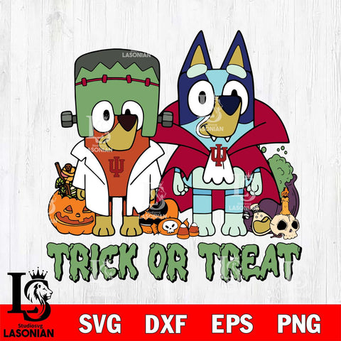 Indiana Hoosiers Bluey Halloween Trick or Treat Svg Eps Dxf Png File, Digital Download, Instant Download