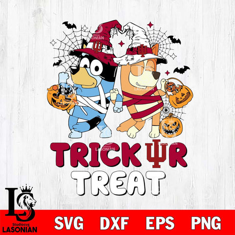 Indiana Hoosiers Bluey Trick or Treat Halloween 2 Svg Eps Dxf Png File, Digital Download, Instant Download