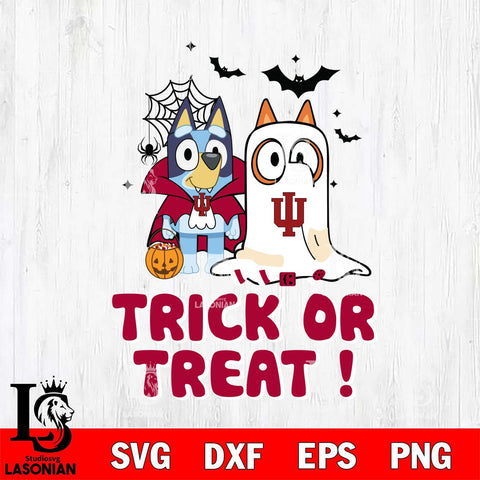 Indiana Hoosiers Bluey Trick or Treat Halloween Svg Eps Dxf Png File, Digital Download, Instant Download