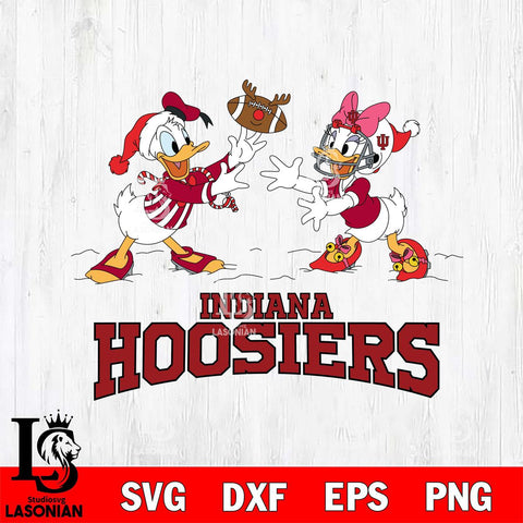 Indiana Hoosiers Donald Duck & Daisy Duck Football Cricut,Christmas SVG DXF EPS PNG FILE, NCAA Digital Download,Instant Download, Silhouette