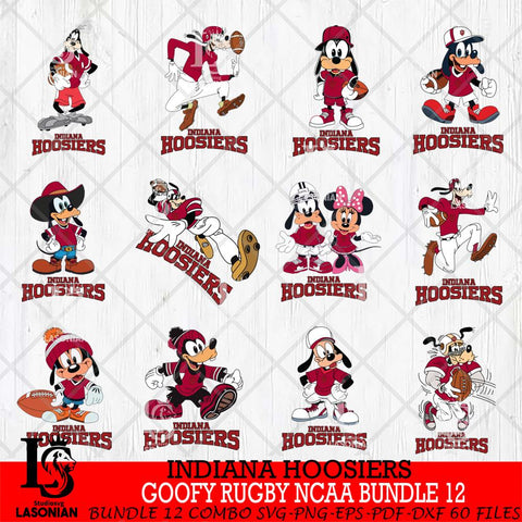 Indiana Hoosiers Goofy Rugby Disney NCAA Bundle 12 SVG DXF EPS PNG FILE,NCAA bundle svg ,Football Digital Download,Instant Download, Silhouette