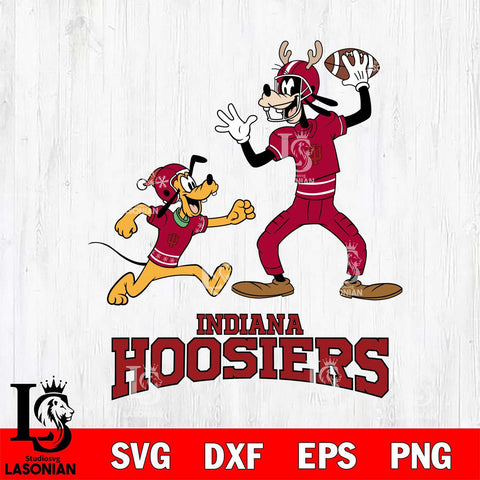 Indiana Hoosiers Goofy & Pluto Football Cricut,Christmas SVG DXF EPS PNG FILE, NCAA Digital Download,Instant Download, Silhouette