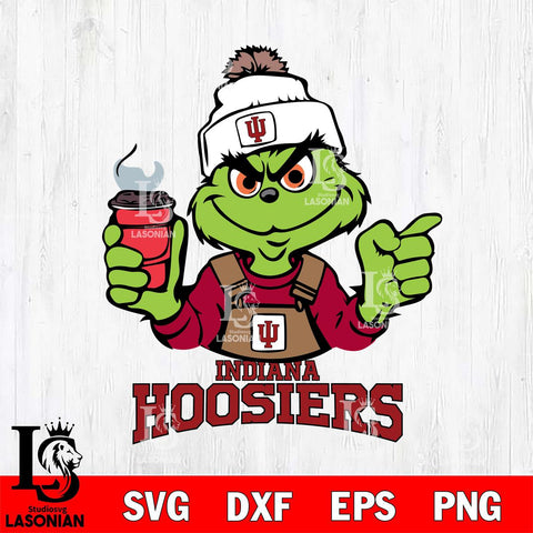Indiana Hoosiers Grinch with coffee Svg Eps Dxf Png File, Digital Download, Instant Download