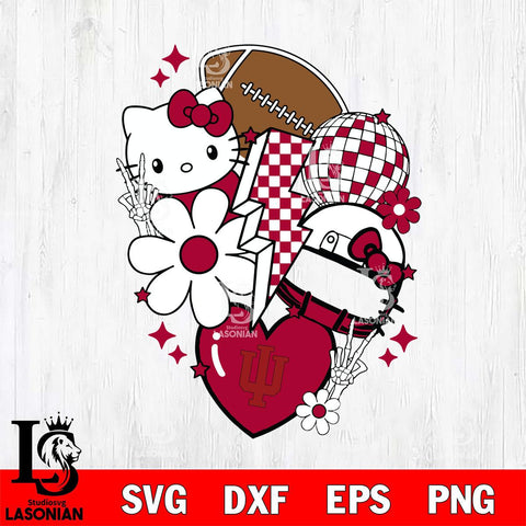 Indiana Hoosiers Hello Kitty NCAA 2 Svg Eps Dxf Png File, Digital Download, Instant Download