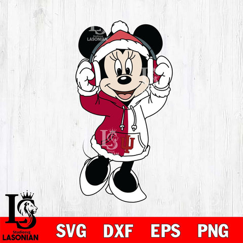 Indiana Hoosiers Minnie Mouse Disney Football Christmas File Cut, NCAA SVG DXF EPS PNG FILE, Digital Download , Criucut , Silhouette