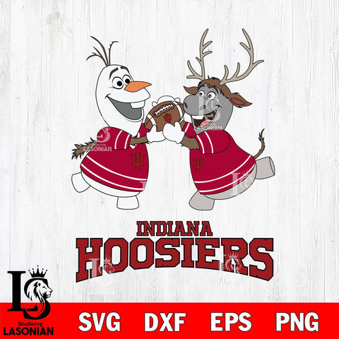 Indiana Hoosiers Olaf & Sven Football Cricut,Christmas SVG DXF EPS PNG FILE, NCAA Digital Download,Instant Download, Silhouette