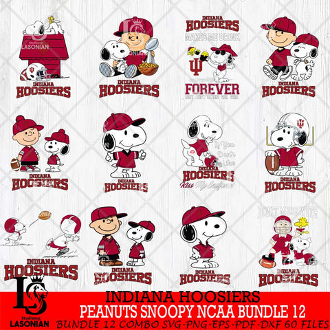 Indiana Hoosiers Peanuts Snoopy Player NCAA Bundle 12 SVG DXF EPS PNG FILE,Snoopy File Cut, bundle NCAA Digital Download,Instant Download, Silhouette