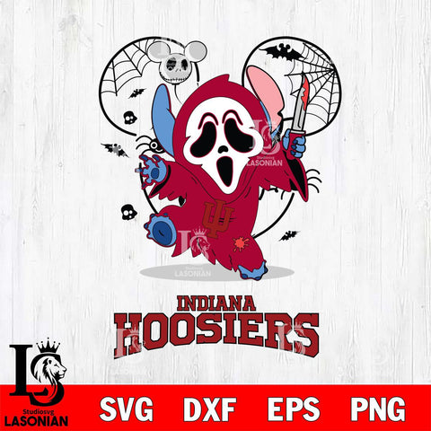 Indiana Hoosiers Stitch Ghost Face Halloween 2 Svg Eps Dxf Png File, Digital Download, Instant Download