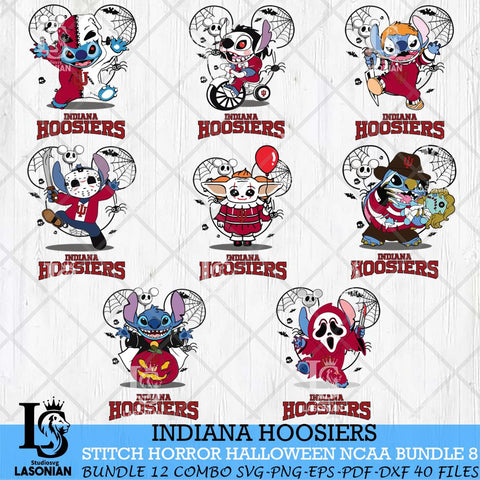 Indiana Hoosiers Stitch Horror Halloween Bundle NCAA Svg Eps Dxf Png File, Digital Download, Instant Download