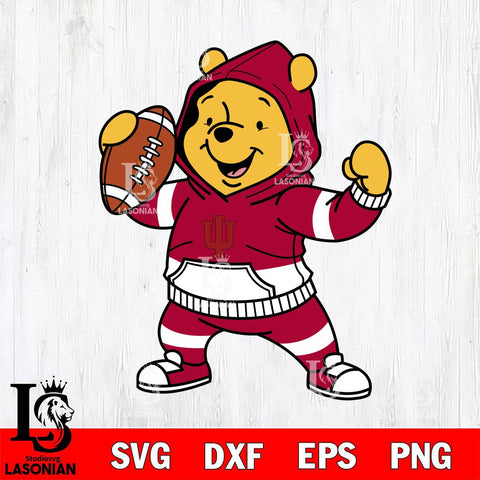 Indiana Hoosiers Winnie The Pooh Disney Football Christmas File Cut, NCAA SVG DXF EPS PNG FILE, Digital Download , Criucut , Silhouette