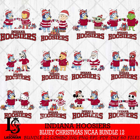 Indiana Hoosiers  Bluey friends christmas NCAA Bundle File Cut,Bundle NCAA SVG DXF EPS PNG FILE, Digital Download,Instant Download, Silhouette