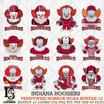 Indiana Hoosiers  Pennywise Horror NCAA Bundle 12 SVG Svg Eps Dxf Png File, Digital Download