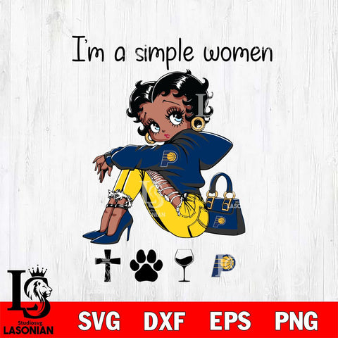 Indiana Pacers Betty Boop Black Fan I Am Simple Women Svg Eps Dxf Png File, Digital Download
