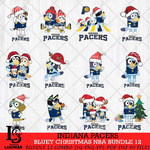 Indiana Pacers Bluey Christmas NBA Bundle 12 Cricut , Christmas Svg , Bluey svg , Digital Download, dxf eps png pdf file