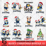 Indiana Pacers Bluey Happy Christmas Bundle 12 Svg Eps Dxf Png File, Digital Download