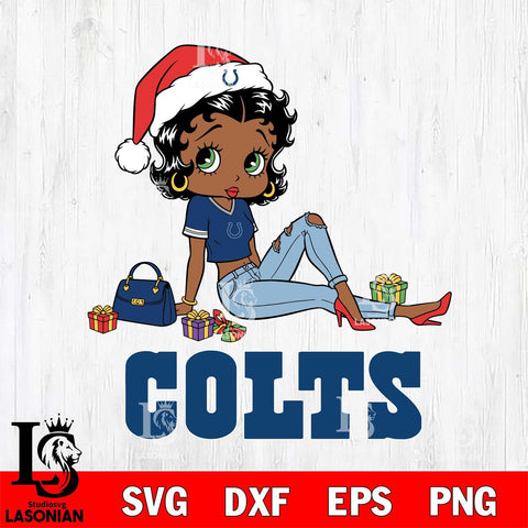 Indianapolis Colts Betty Boop Christmas Packing File Cut, NFL SVG DXF EPS PNG PDF File, Digital Download , Criucut , Silhouette