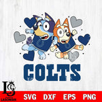 Indianapolis Colts Bluey Chilli Heart NFL Svg Eps Dxf Png File, Digital Download, Instant Download