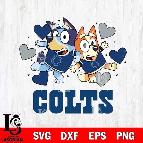 Indianapolis Colts Bluey Chilli Heart NFL Svg Eps Dxf Png File, Digital Download, Instant Download