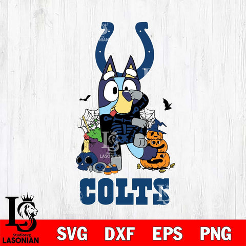 Indianapolis Colts Bluey Halloween NFL 2 Svg Eps Dxf Png File, Digital Download, Instant Download