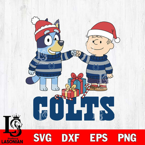 Indianapolis Colts Bluey With Charlie Brown Christmas Cricut,Christmas SVG DXF EPS PNG FILE, Digital Download,Instant Download, Silhouette