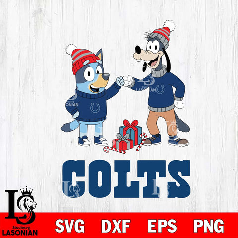 Indianapolis Colts Bluey With Goofy Christmas Cricut,Christmas SVG DXF EPS PNG FILE, Digital Download,Instant Download, Silhouette