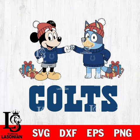 Indianapolis Colts Bluey With Mickey Christmas Cricut,Christmas SVG DXF EPS PNG FILE, Digital Download,Instant Download, Silhouette