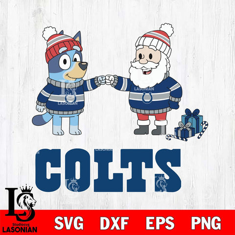 Indianapolis Colts Bluey With Satan Christmas Cricut,Christmas SVG DXF EPS PNG FILE, Digital Download,Instant Download, Silhouette
