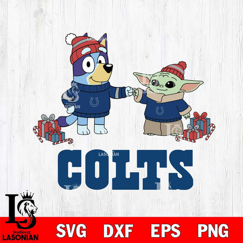 Indianapolis Colts Bluey With Yoda Christmas Cricut,Christmas SVG DXF EPS PNG FILE, Digital Download,Instant Download, Silhouette