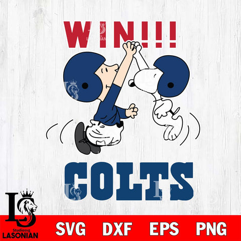 Indianapolis Colts Charlie Brown and Snoopy Win Svg Eps Dxf Png File, NFL svg , Digital Download , Instant Download, Cricut File
